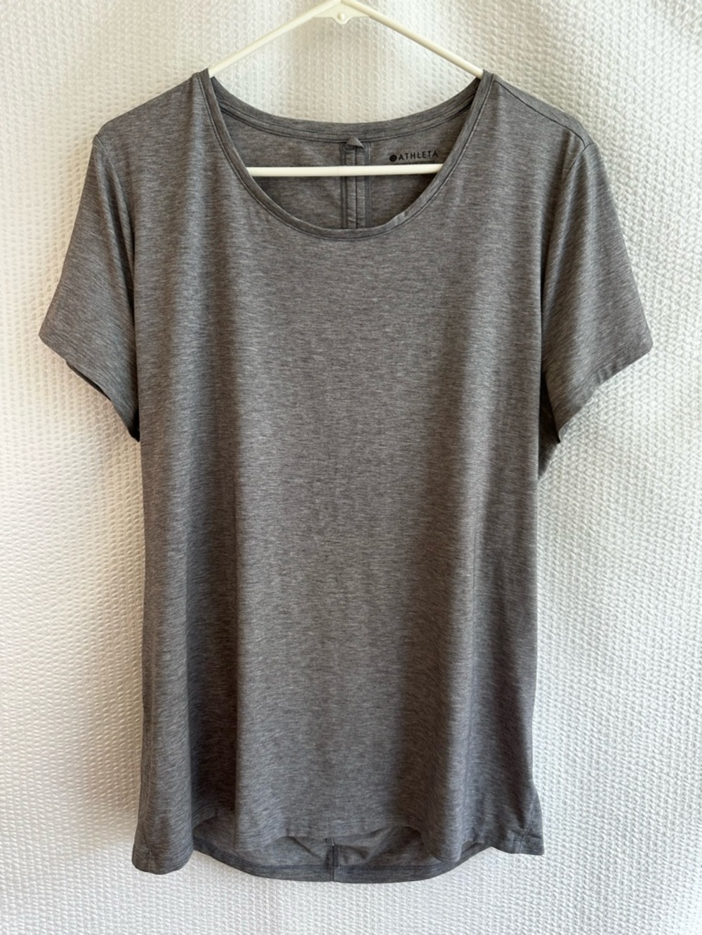 Athleta Encore Gray Open Back Short Sleeve Tee Yoga Workout Athleisure Women XL
